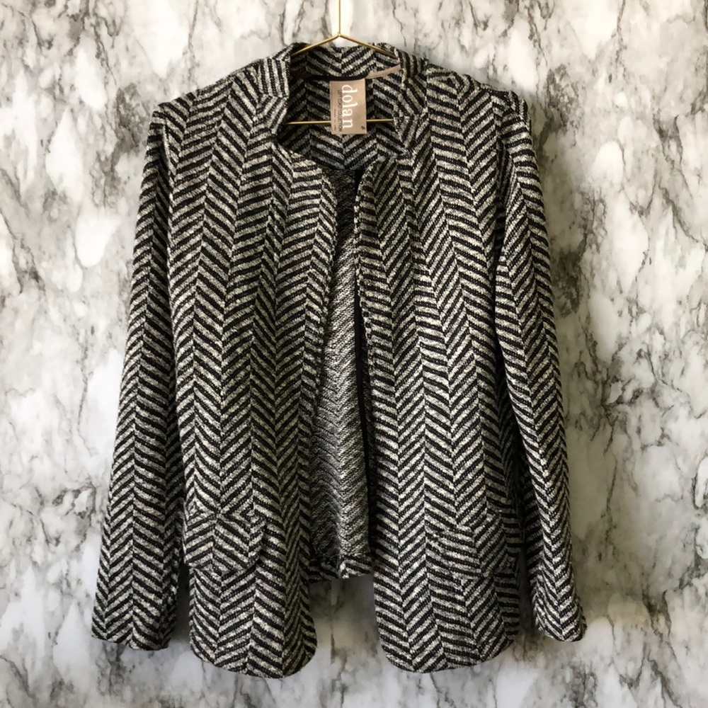 Grey White chevron Patterned Sweater Square Neck